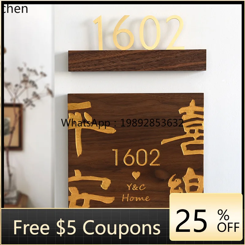 

House Number Sign High-End Home Welcome Home Move-In Walnut Wooden Decorative Door Sign Creative