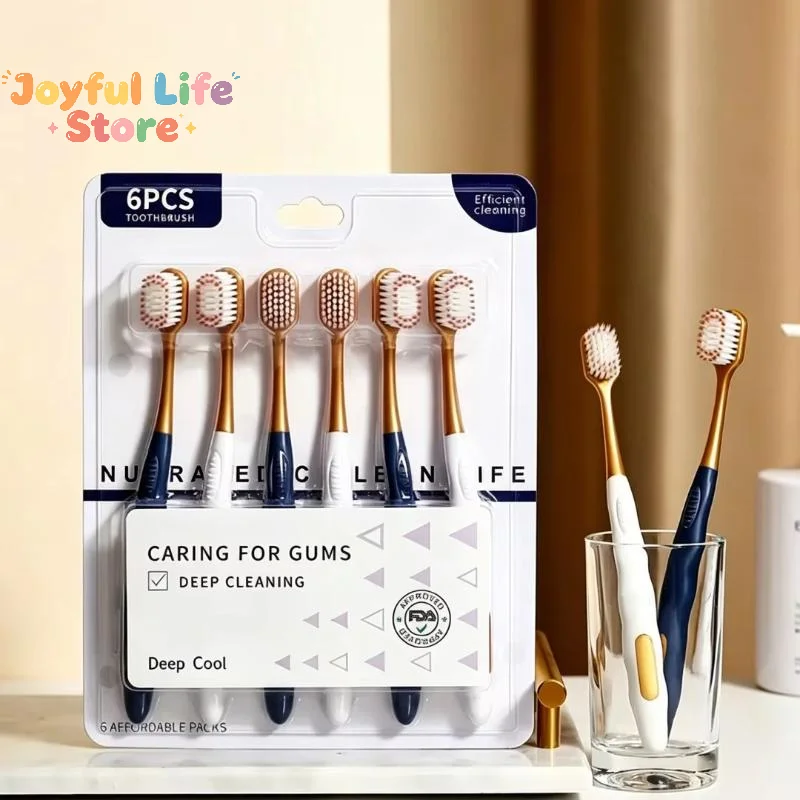 Hot 6 Pack Soft Bristle Toothbrushes Gentle Gum Care Deep Cleaning Perfect For Family Daily Oral Care And Travel Use