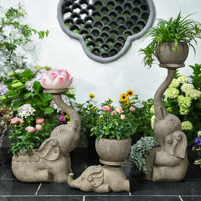 

Outdoor Elephant Flower Pot Chinese Courtyard Garden Yard Villa Balcony Landscaping Layout