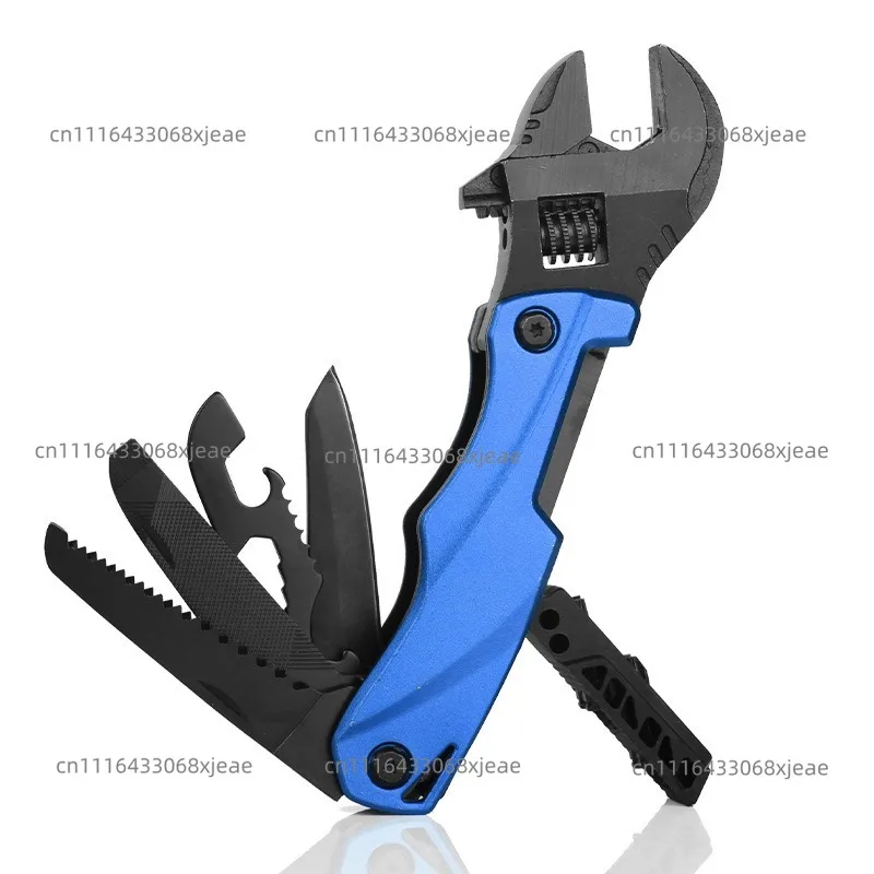 Outdoor camping multi-function wrench pliers multi-purpose movable wrench folding knife saw EDC wrench combination tool