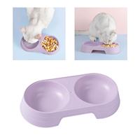 2xPremium Cat Double Bowls Pet Water Food Feeder for Kitten Small Dogs Puppy