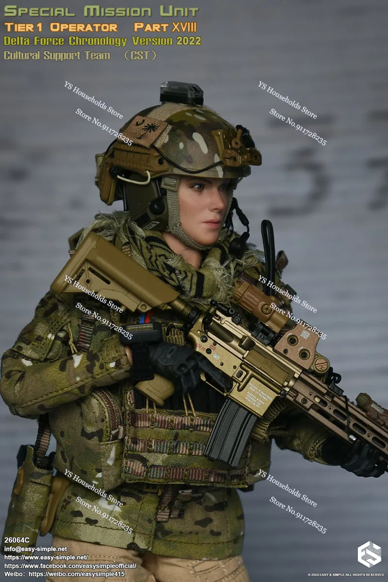 Easy & Simple ES 26064C 1/6 CAG Unidad de misión especial, modelo de soldado operador femenino, diseño de tela de Camfoulage, juego completo de estatuilla de 12"