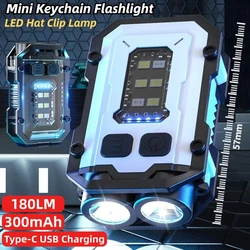 Mini Flashlight Keychain Light 180 Lumens Handheld Portable Super Bright Torch Type-C USB Charging Emergency Work Camping Light