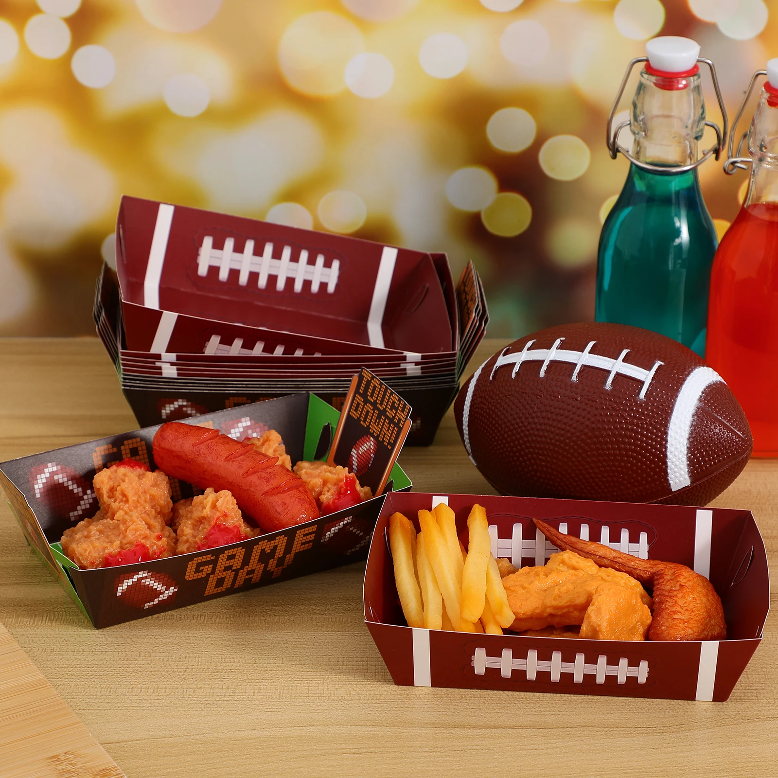 

60 Pcs Snack Boxes Football Plates Tray Dessert Party Supplies Birthday Decorations Venue Props Lightweight Stylish