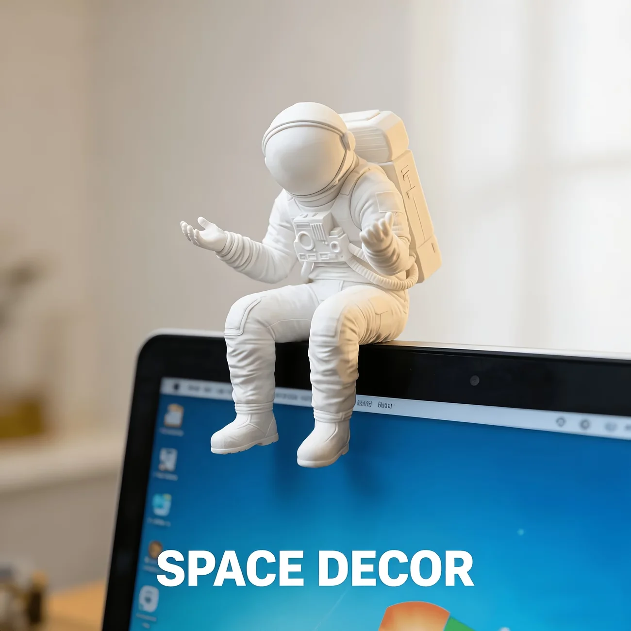 Fun Astronaut Themed Display Decoration Computer Monitor Decoration Desktop Decoration Ornaments