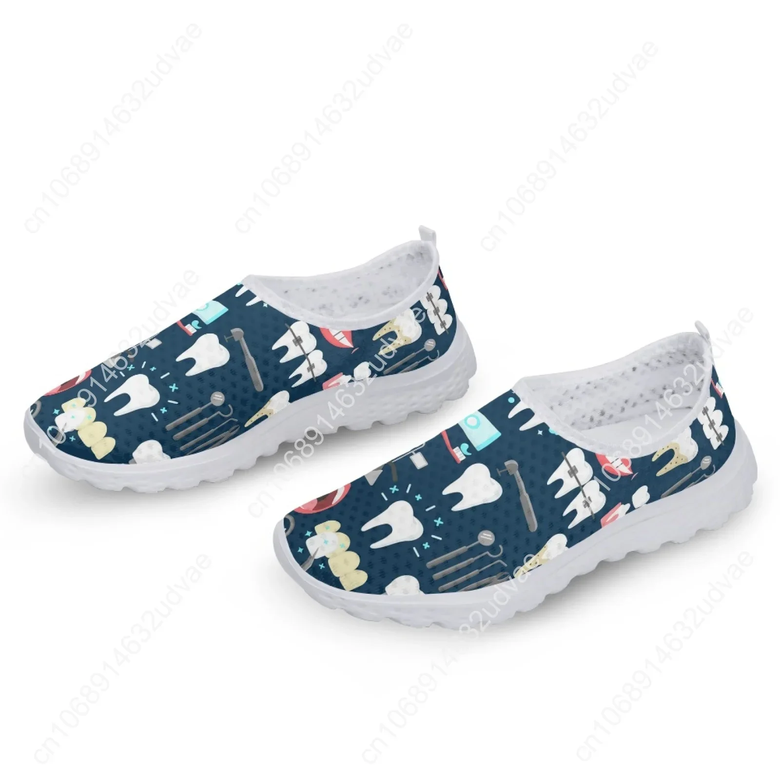 Dames Sneakers Tandarts Schoenen Tandheelkundige Apparatuur Print Zomer Mesh Loafers Licht Adem Flat Schoenen Vrouw