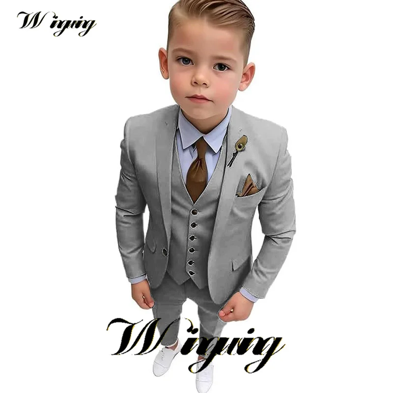 Suit for Boys Fashion Clothes Wedding Tuxedo 3-Piece Set (Jacket Pants Vest) Party Slim Fit Suit Kids