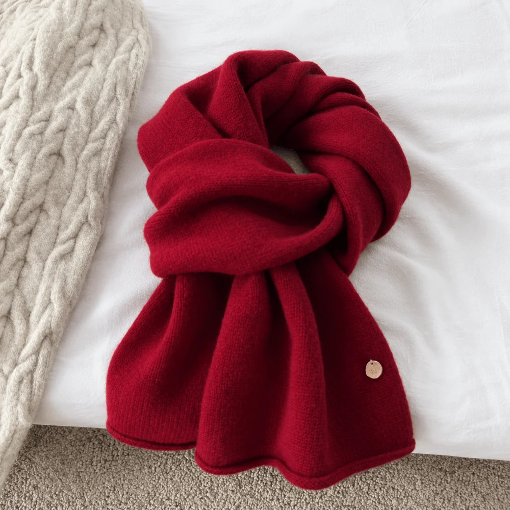 Fashion Windproof Winter Scarf Solid Color Korea Styles Knitted Scarf Keep Warm Lady Shawl Wrap Women