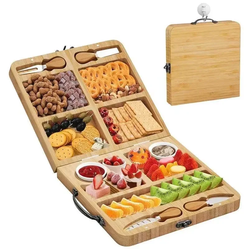 Portable foldable cheese board kitchen square food safety plate for family snacks, parties, fruit and vegetable platters