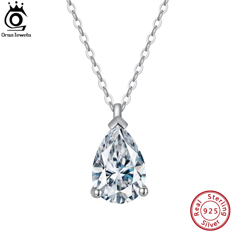 ORSA JEWELS 925 Srebrny naszyjnik z cyrkoniami Elegancki damski łańcuszek na szyję Biżuteria Prezent urodzinowy CollierFemme APN10