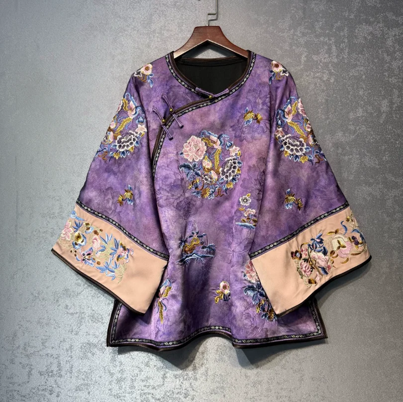 New Chinese Style Hanfu with Heavy Embroidery and Disk Buttons, 2026 Women's Slant Front Tang Suit and Gege Coat Outerwear