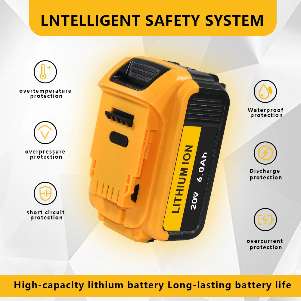 Lithiová baterie do elektrického nářadí pro DEWALT 20V 3,0Ah 4,0Ah 5,0Ah 6000mAh Typ-C Pro DEWALT DCB200 DCB202 DCB203 DCB204 DCB205 DCB206 - náhled 3