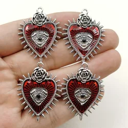 5pcs Gothic Charms 29x38mm Love Heart Rose Charms for Jewelry Making DIY Jewelry Findings Oil Drip Alloy Charms Pendant