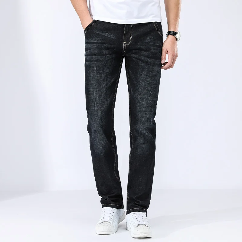 2026 Classic Men Straight Jeans Homme Pantalon Streetwear Soft Black Blue Masculino Denim Mans Pants