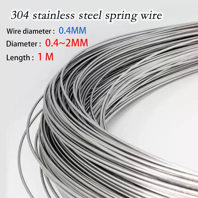 304 Stainless Steel Spring Wire DIY Accessories Straight Wire Spring Steel Elastic Steel Wire Length 1M Dia 0.4~2mm