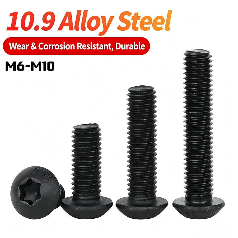 Black Oxide 10.9 Grade Torx Pan Head Security Screws, Anti-Disassembly Round Head Fasteners M6 M8 M10 20-30Pcs