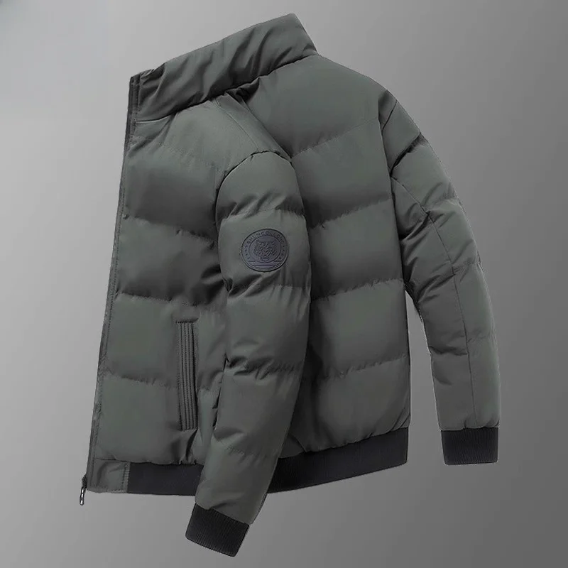 

Trendy Thiened ort down Jaet Stand Collar Anti Wind Warmth Cotton Clothes for Youth Outerwear Polyester Fiber