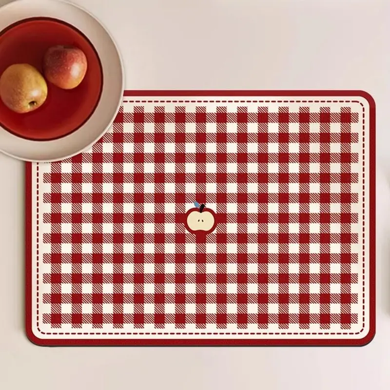 Cute Fruit Pattern Kitchen Countertop Mat Super Absorbent Drainage Pad for Dish Drying & Table Protection