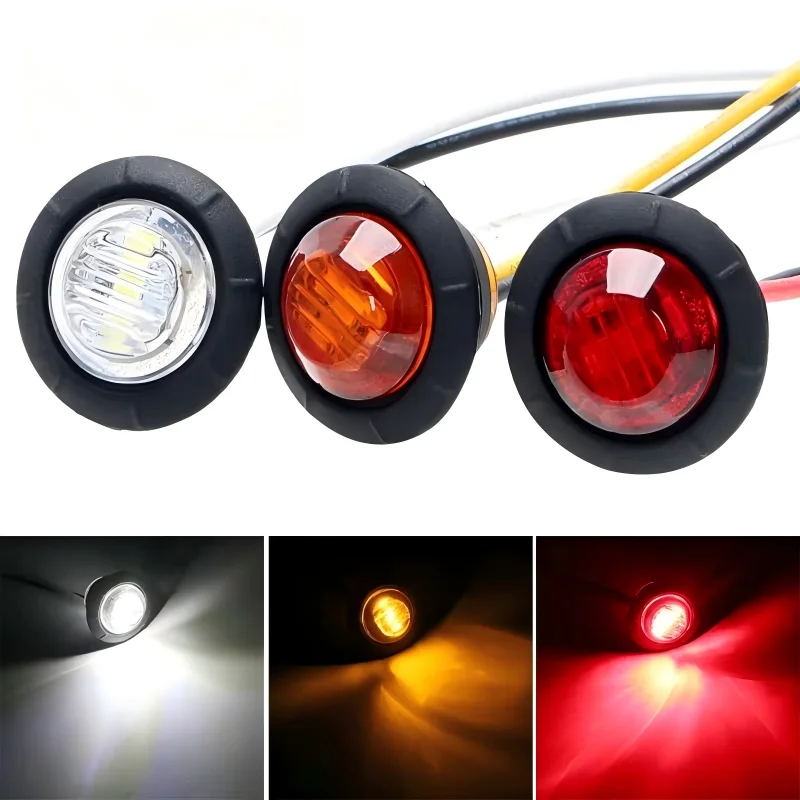 10x Round LED Side Marker Light 24V Truck Trailer Side Marker Indicators Clearance Light Car Brake Rear Highlight Tail Light