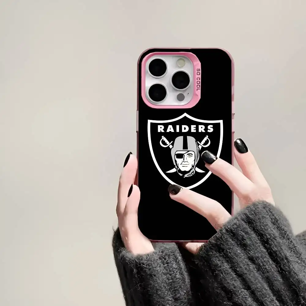 الكرة L-لاس V-Vegas R-Raiders جراب هاتف IMD جراب هاتف آيفون 16 15 14 13 12 11 برو ماكس زائد اللون غطاء فضي