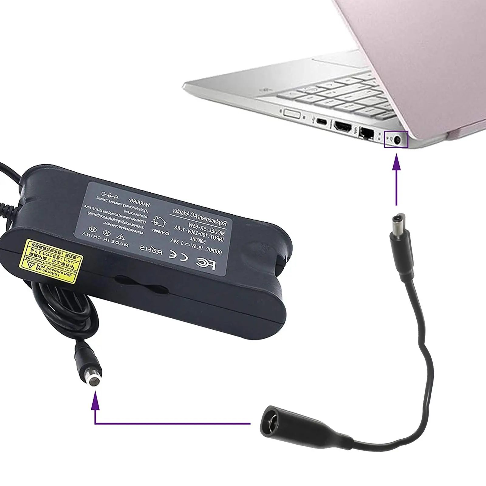لأجهزة الكمبيوتر المحمول Dell تيار مستمر محول شحن الطاقة وصلة كابل محول 7.4x5.0 أنثى إلى 4.5x3.0 ملم ذكر محول كابلات دروبشيبينغ