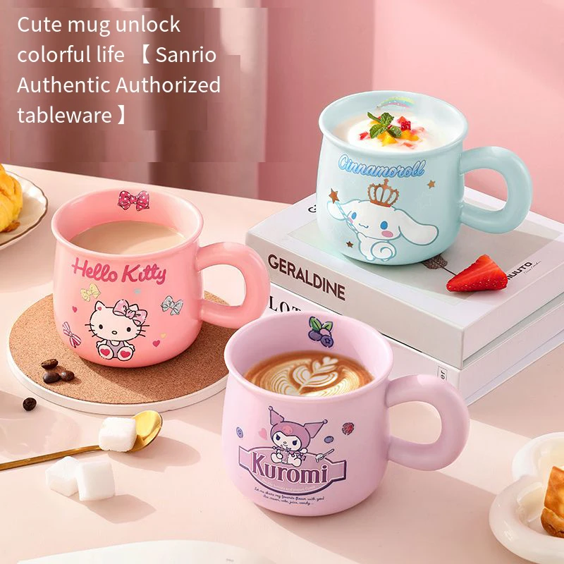 

Милая мультяшная кавайная Sanrioed Kuromi Cinnamoroll Hellokitty керамическая кружка кофейная чашка питьевая вода чашка для завтрака