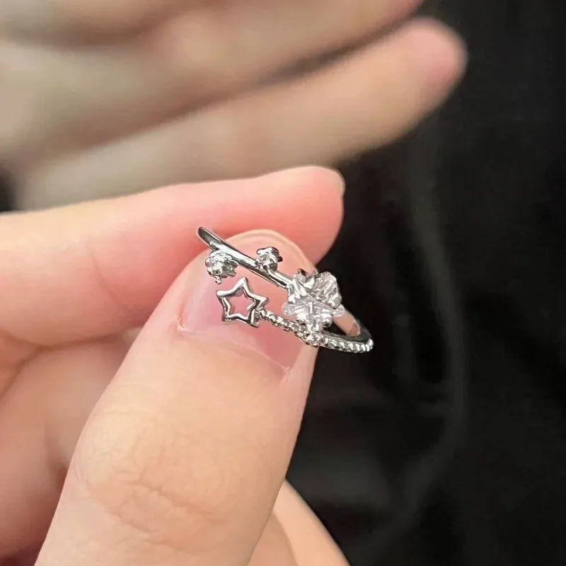 Anillo delicado con forma de pentagrama con temática de Wish, anillo minimalista de metal en forma de estrella, anillos dulces para uso diario para mujer, accesorios de joyería