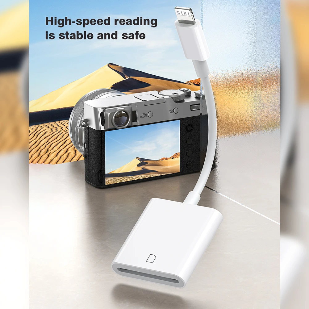 For iPhone Card Reader Memory Card Adapter for iphone 14 13 12 11 Pro Max 8Pin To SD Camera Card Reader Data Converter OTG Cable