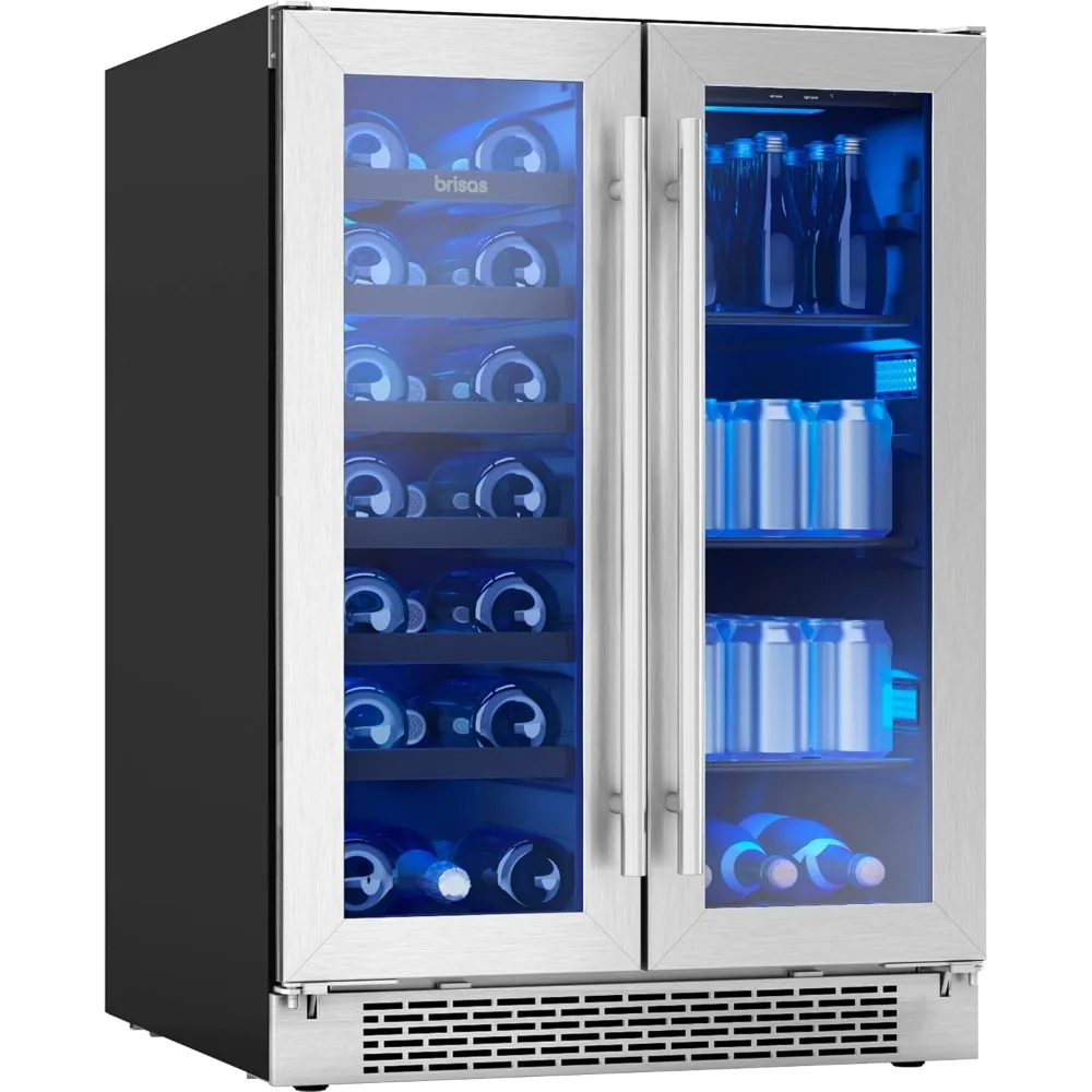 

24 Inch Wine Fridge ,Dual Zone Under Counter Countertop Wine and Beverage Cooler Cabinet ,Home Bar Liquor Cabinet