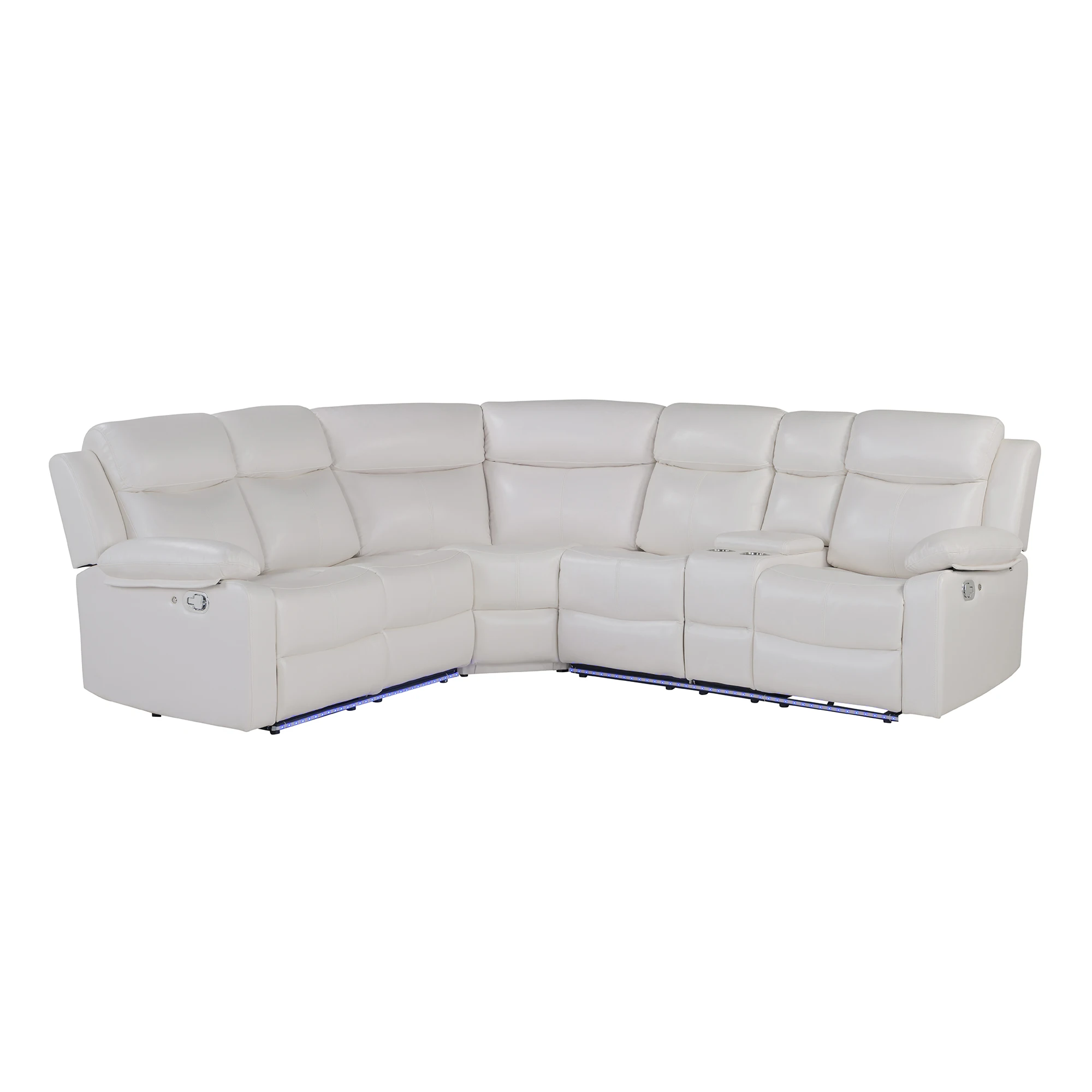 ！@White Right Arm Facing Sectional Sofa Set-Faux Leather Convertible Modern Design for Apartment Living Rooms