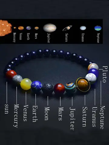 Unique Eight Planets Bracelet Homme Female 6mm 8mm Natural Volcanic Rock Braslet Lapis Lazuli Beaded Brazalete Chakra Braclet