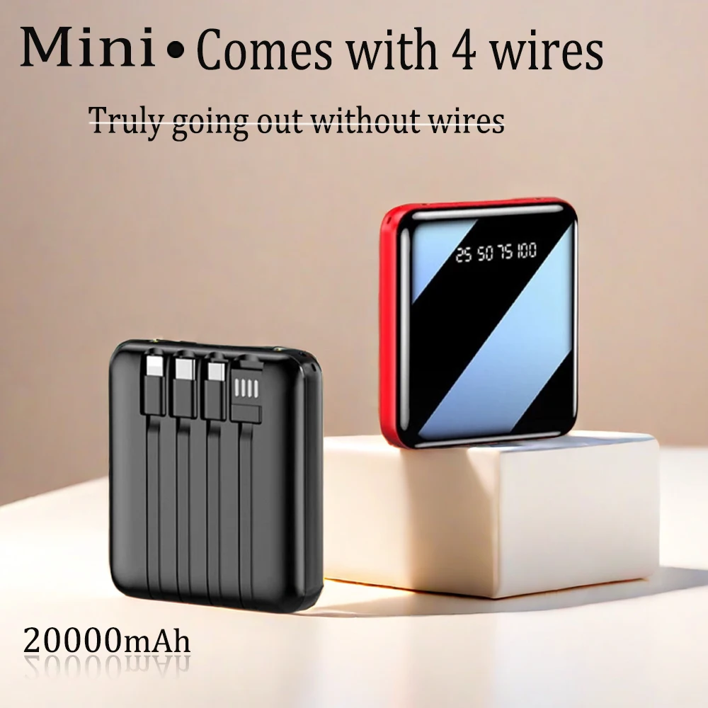 

Mini Large Capacity 20000mAh Digital Display 4-wire Fast Charging Small Square Power Bank