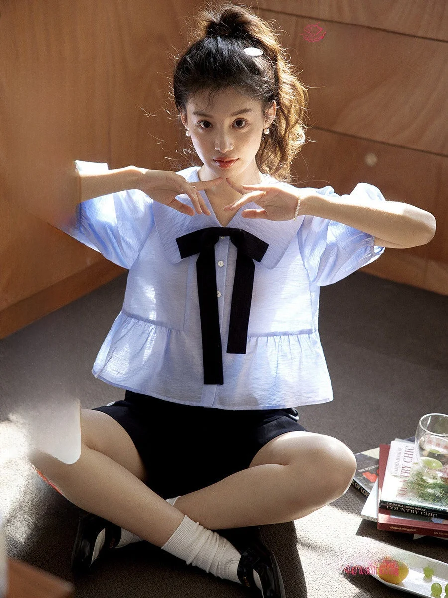 

Fre Sle ort Knot Bubble Sve irt Unique Design Sensation Women's Casual Vintage Faion Bubble Sve irt