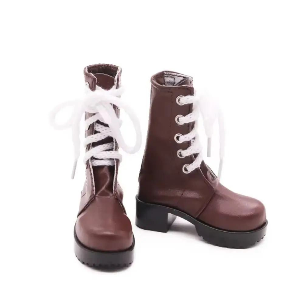 Bottes de poupée rétro marron pour filles, chaussures en cuir décontractées, chaussures de poupée de 60cm, Mini chaussures faites à la main, bottes longues, 1/3 BJD