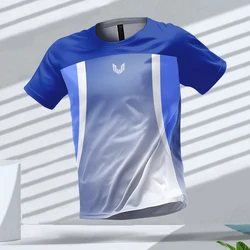 Camiseta deportiva para hombre, camiseta de manga corta de secado rápido, transpirable, con estampado de rayas degradadas, ropa para correr y entrenar