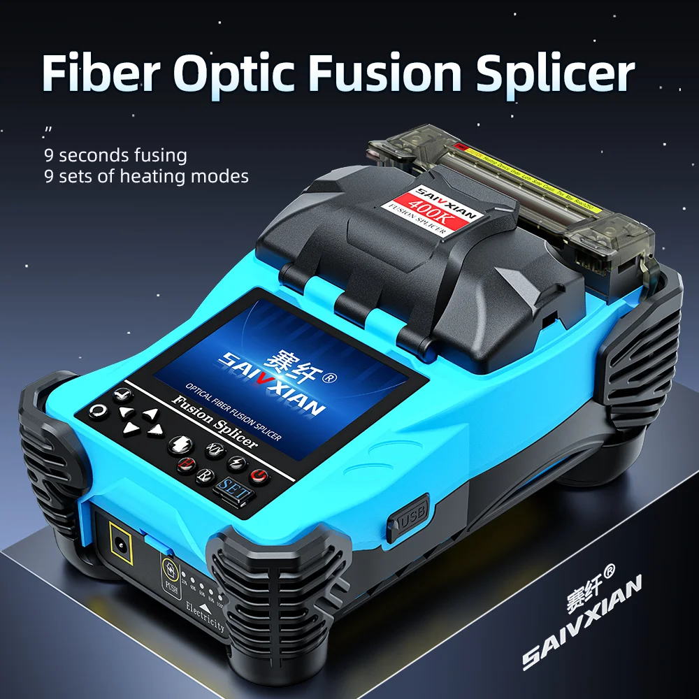 400K FTTH Fusion Splicer Welder 9 Seconds Multi-Function Network Splicer Machine New Fiber Optic Equipment Fusion
