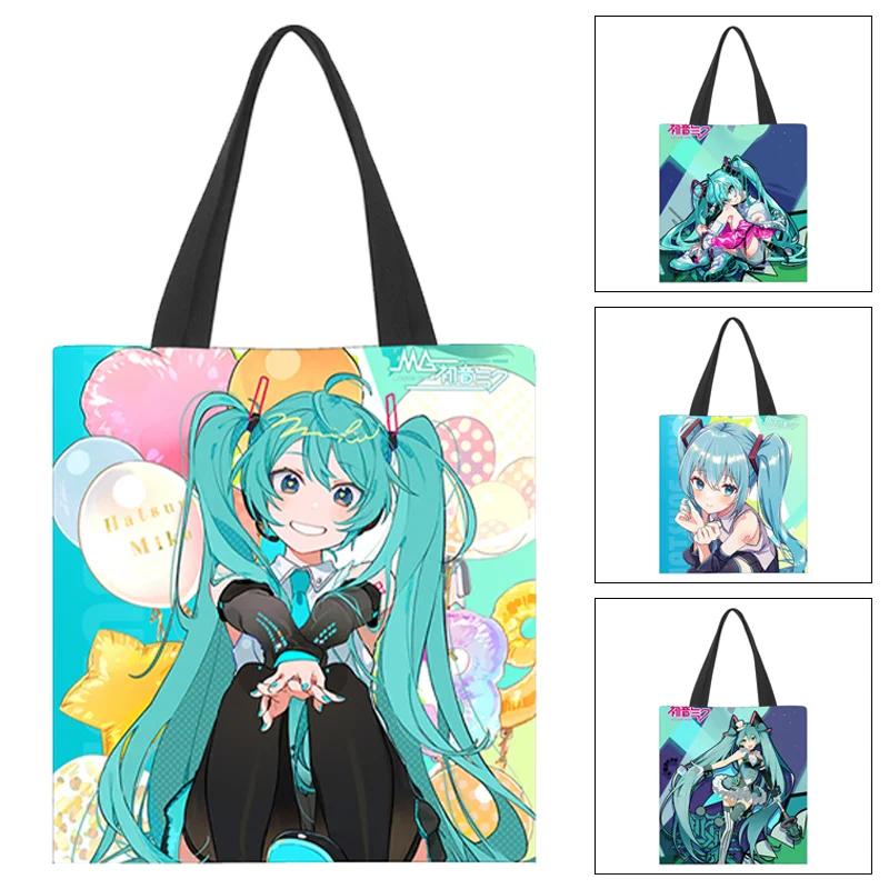 

Hatsune Miku Shoulder Bag Women Fashion Large Capacity Canvas Bags Student Portable Travel Storage Pouch Handbag Casual Tote Bag