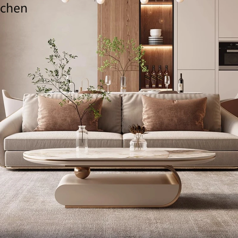 

HXL light luxury rock slab coffee table elliptical combination high-end minimalist coffee table