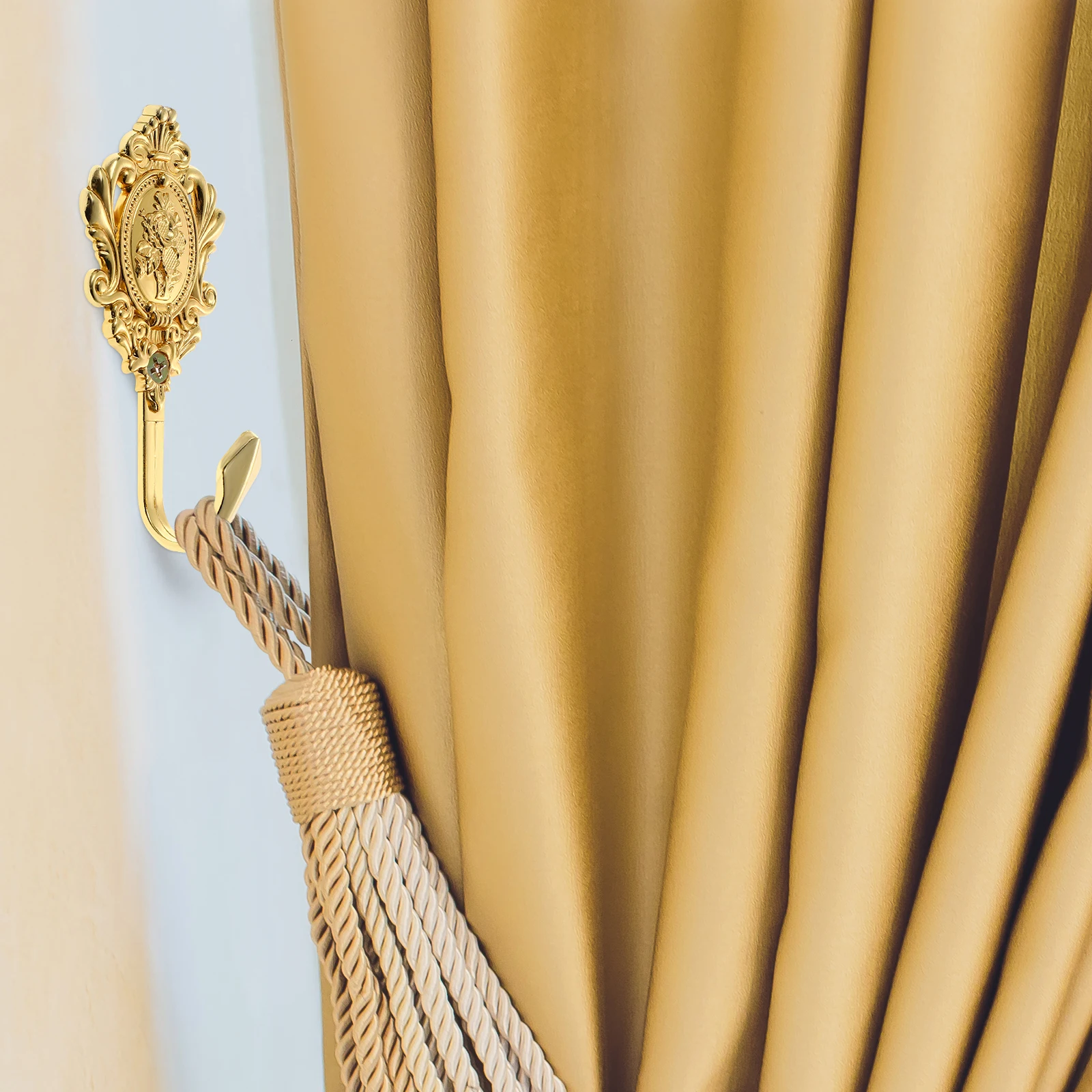 2 szt. Uchwyty do zasłon w stylu vintage z motywem róż, dekoracyjne mocowania do zasłon na ścianę, haczyki do wiązania, dekoracja wnętrz, stop.