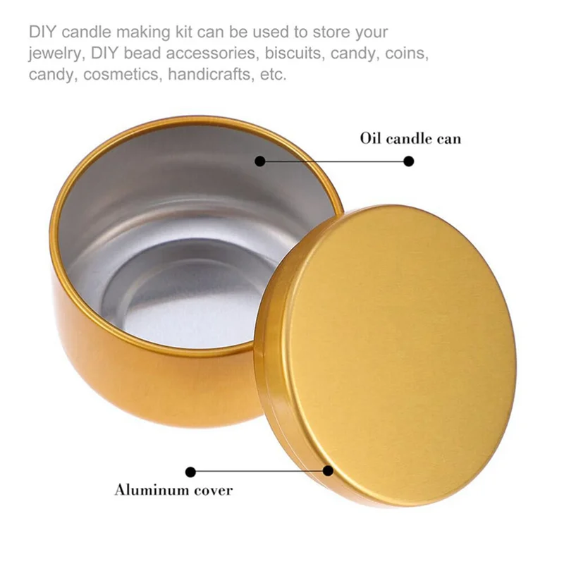 

ABZS 48 Pcs Candle Jar Decorative Labels Empty Storage Tins Candle Tin Can Candlestick Holders Round Tin Containers, B