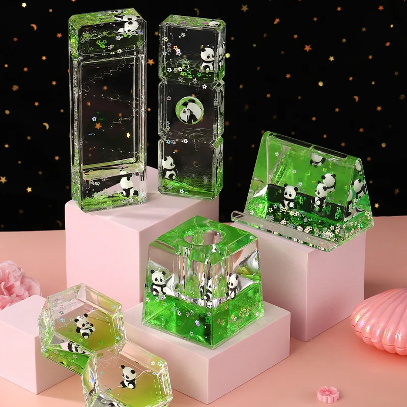 Cute Panda Quicksand Ornaments, Micro-landscape Decoration, Desktop Ornaments, Cartoon Dolls, Souvenirs, Hourglass And Drift