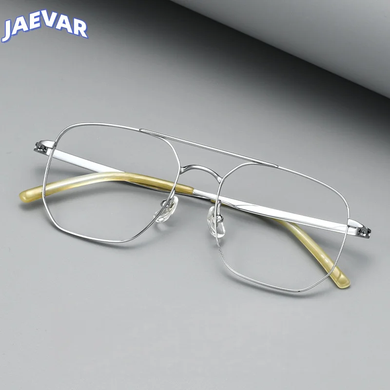 

Titanium Eyeglass Frame Ultra Light Double Beam Polygonal Male Eyeglass Frame Retro Optical Prescription Frame Female X15901T