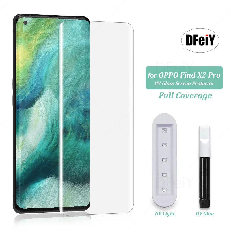 

DFeiY UV Glass for OPPO Find X2 Pro Full Coverage UV Screen Protector for oppo find x2 find x2 neo Tempered Glass Film