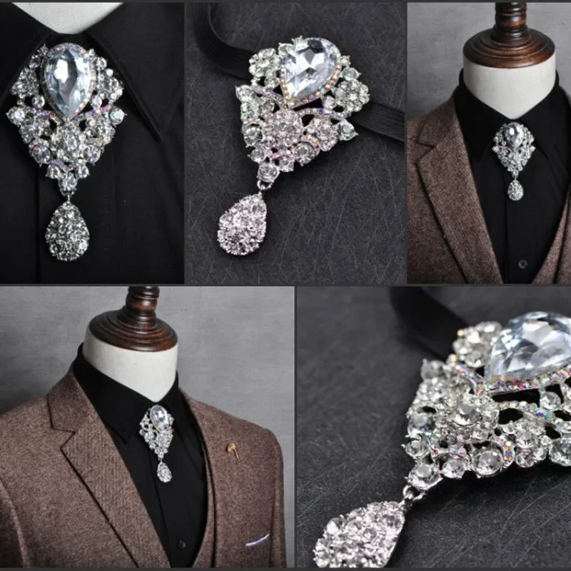 

Luxury Rhinestone Bow Tie High-end Gift for Men and Women's Fashion British Business Banquet Bowtie Korean Men's Wedding Jewelry