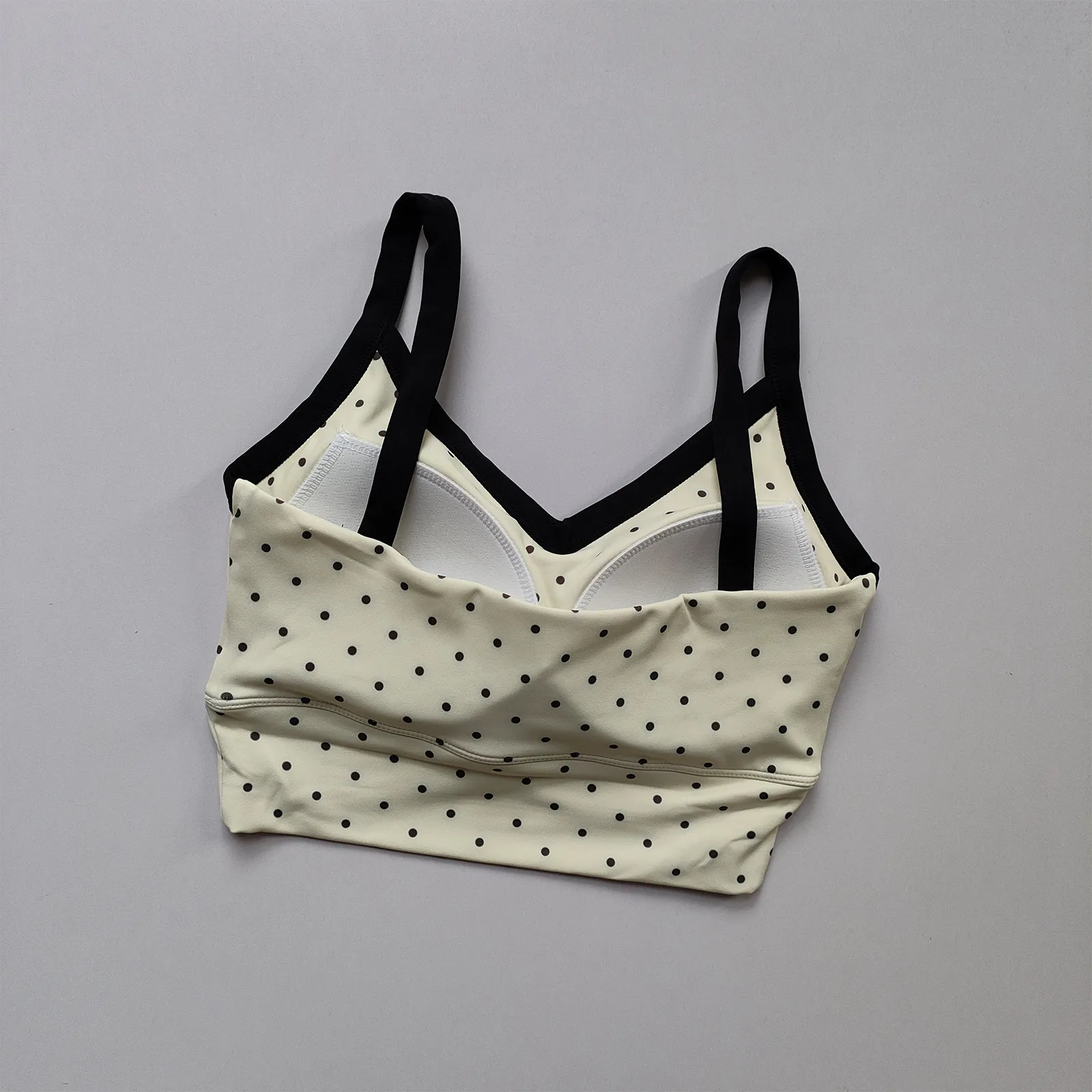 Damen-Sport-BH mit Print, integrierten Brustpolstern und festen Cups, schönes Rückendesign, Laufunterwäsche, Fitness- und Yoga-Bekleidung – Detail 8