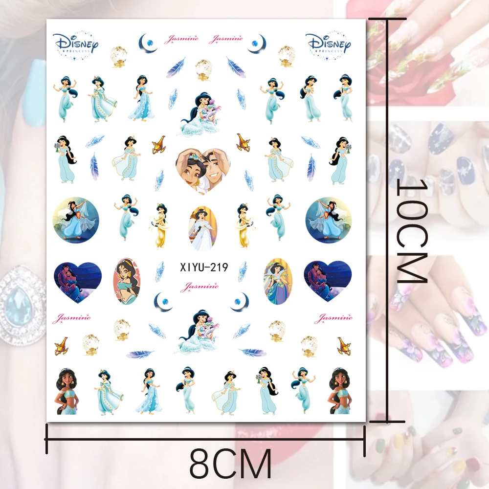 10PCS Disney Princess Cartoon Anime Nail Sticker Japanese and Winnie Mitch Minnie Nail Decoration Decal 3D Nail Art Slider XIYU