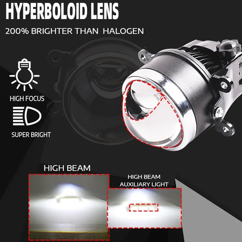 5500K Bi LED Hyperboloid Fog Lights PTF Fog Lenses for Ford FOCUS 2 3/Ecosport/MK2/FIESTA MK7/FUSION/TRANSIT LED Car Lamps DIY