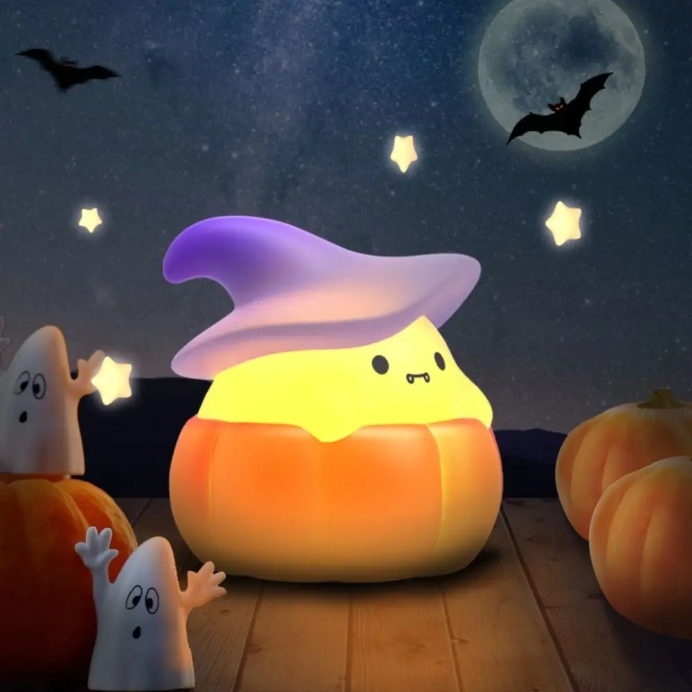New Cute Night Light Silicone Pumpkin Ghost Nursery Sleeping Lamp Halloween Gifts Nightlights USB Rechargeable Table Lamp