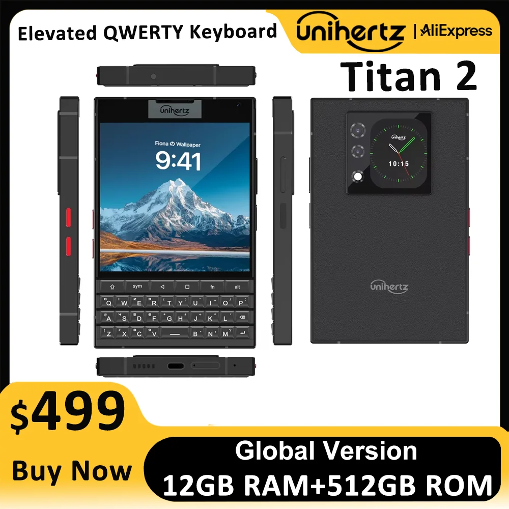 Unihertz Titan 2 Smartphone Android 15 mit Physischer Tastatur 5G Dual-Screen-Telefon 512GB Dimensity 7300 50MP Kamera Dual-SIM