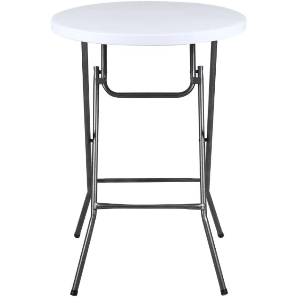 

Granite Round Plastic Bar Height Folding Table, 32", White